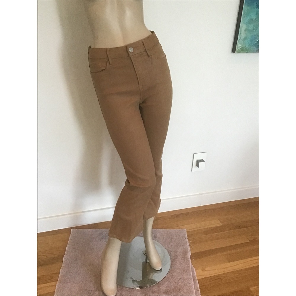 FRAME Le Crop Mini Boot Coated Jeans Light Camel Brown Size 27 LCMB632C